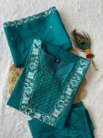 Awesome Pink Color Embroidery Work Kurti Suit