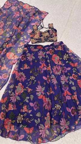 Beautiful Purple Tabby Silk Lehenga Choli