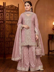 Luxuriant Fuax Georgette Sequins Work Sharara Suit