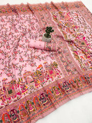 Stunning White Rajwadi Silk with Kashmiri Thread Work Saree