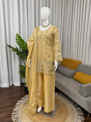Stylish Golden Thread Sequence Work Sharara Suit