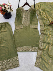Amazing Pink Fendy Silk with Sequence Work Palazzo Suit