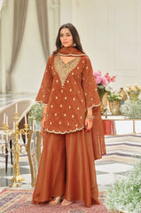 Gorgeous Pink Heavy Silk Embroidered Sharara Suit