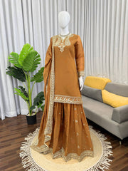 Glorious Mustard Mul Chanderi Palazzo Set
