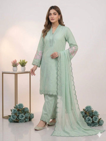 Exclusive White Sequence Embroidery Cut Work Sharara Suit