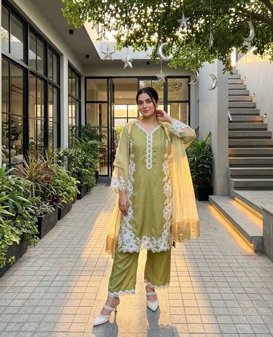 Amazing Peach Heavy Silk Embroidery Sharara Suit