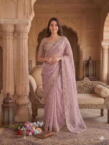 Exclusive Black Burberry Silk with Beads Work Saree