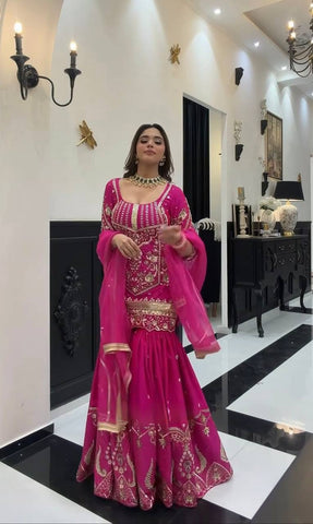Pink Heavy Sequence Work Stunning Sharara Palazzo