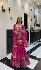 Pink Heavy Sequence Work Stunning Sharara Palazzo