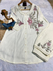 Exclusive Black Heavy Rayon Multi Embroidery Work Co-Ords Set