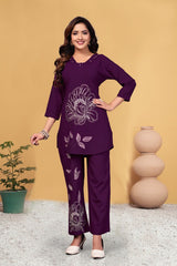 Attractive Black Viscose Rayon Multi Embroidery Work Co-Ord Set