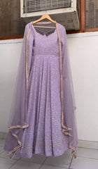 Lovely Lavender Georgette with Embroidery Anarkali Suit
