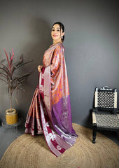 Amazing Blue Silk Weaving Saree