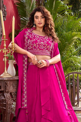 Pink Vichitra Silk Heavy Embroidery Lehenga Choli