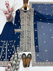 Luxuriant Fuax Georgette Sequins Work Sharara Suit