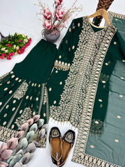 Beautiful Fuax Georgette with Heavy Sequin Work Sharara Suit