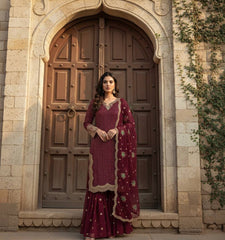 Fabulous Heavy Georgette Embroidery Sharara Suit