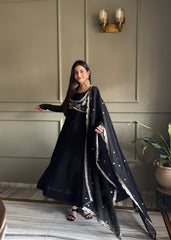 Elegant Georgette with Fancy Work Anarkali Gown