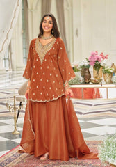 Gorgeous Pink Heavy Silk Embroidered Sharara Suit