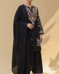 Stunning Black Heavy Roman Silk Embroidery Sharara Suit