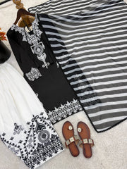 Exclusive Black Crep Silk with Embroidery Work Sharara Suit