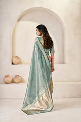 Exclusive Pista Silk With Zari Work Saree