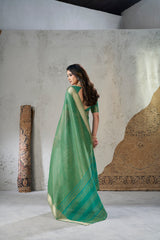 Captivating Soft Linan Cotton Silk Zari Work Saree