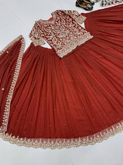 Gorgeous Maroon Georgette Sequence Work Lehenga Choli