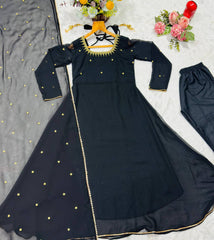 Amazing Black Blooming with Zari Work Sharara Suit