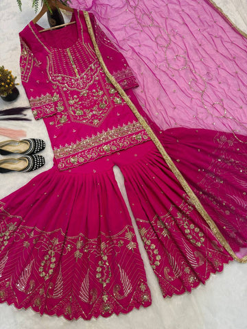 Pink Heavy Sequence Work Stunning Sharara Palazzo