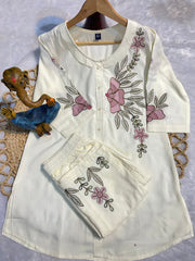 Exclusive Black Heavy Rayon Multi Embroidery Work Co-Ords Set