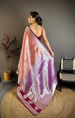 Amazing Blue Silk Weaving Saree