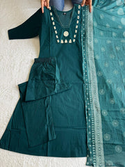 Opulent Dark Teal Cotton Mirror Work Kurti