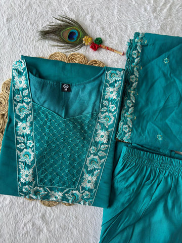 Awesome Pink Color Embroidery Work Kurti Suit