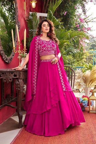 Pink Vichitra Silk Heavy Embroidery Lehenga Choli