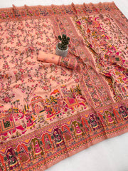 Stunning White Rajwadi Silk with Kashmiri Thread Work Saree