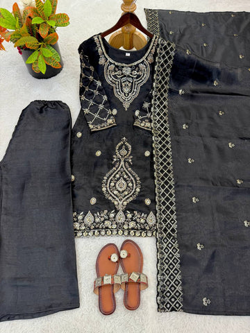 Ravishing Silk Embroidery Beads Work Sharara Suit