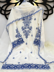 Adorable White Rayon Cotton Embroidery Work Sharara Suit