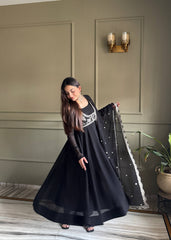 Elegant Georgette with Fancy Work Anarkali Gown