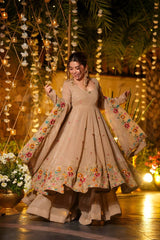 Outstanding Silk Multi Embroidery Work Gown