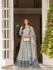 Beautiful Blue Heavy Faux Georgette Embroidered Gown