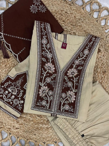 Elegant Roman Silk Multi Embroidery Anarkali Kurti Set