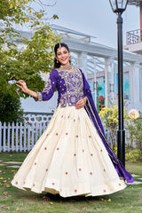 Mesmerizing Orange Vichitra with Heavy Embroidery Kurti Set