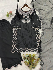 Wonderful Silk with Sequence Embroidery Sharara Suit