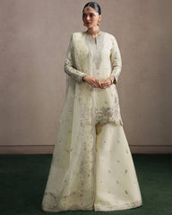Marvelous Cream Heavy  Sequence Work Sharara Suit