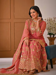 Charming Pink Silk with Sequence Work Sharara Suit