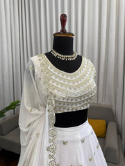 Innovative White Color Thread Work Lehenga Choli