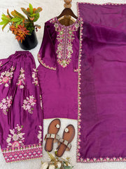 Alluring French Crepe Embroidered Work Top Set
