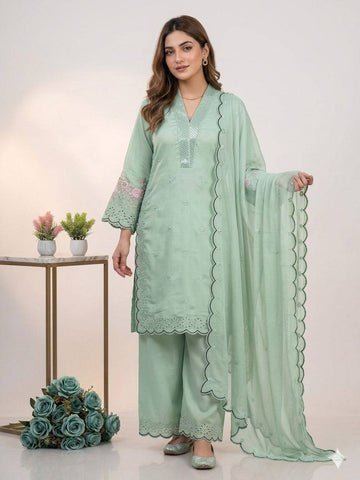 Exclusive White Sequence Embroidery Cut Work Sharara Suit