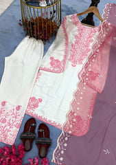 Amazing Peach Thread Work Palazzo Suit